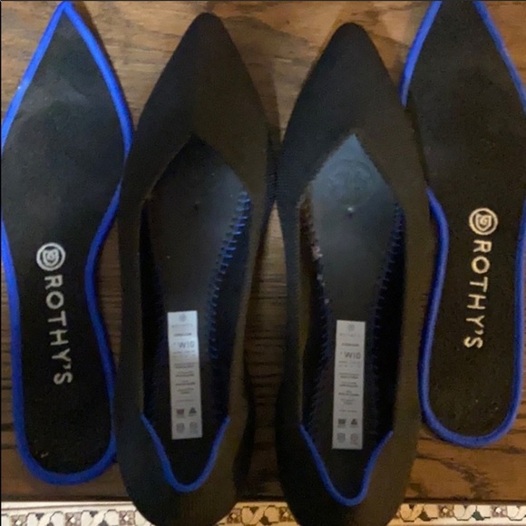 🎂🔥Rothy’s - Solid Black “Points” Pointed Toe Flats - 10 - Picture 2 of 6